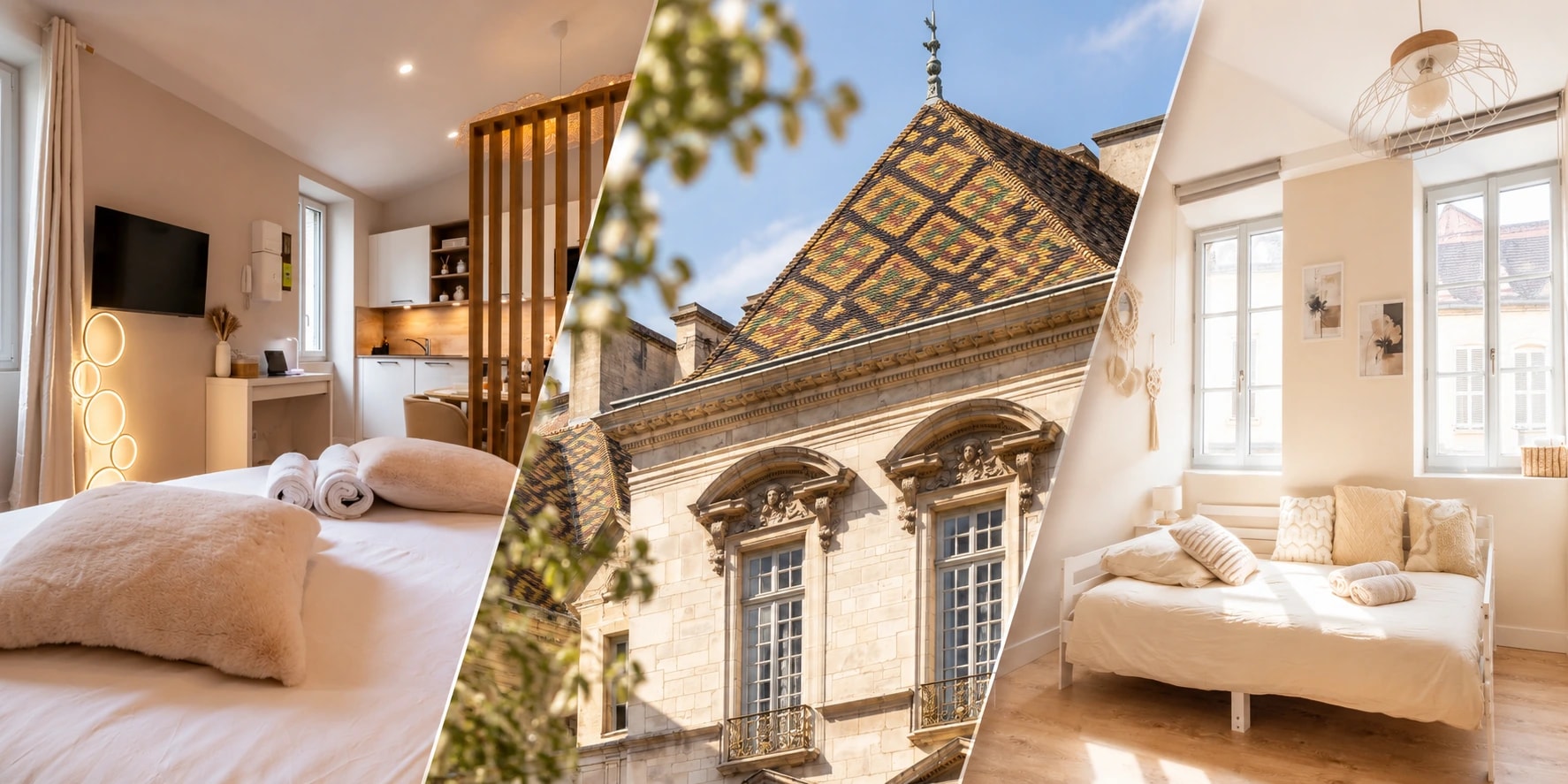 Montage von Le Volnay, L’instant Berbisey und dem Hôtel de Vogüé in Dijon